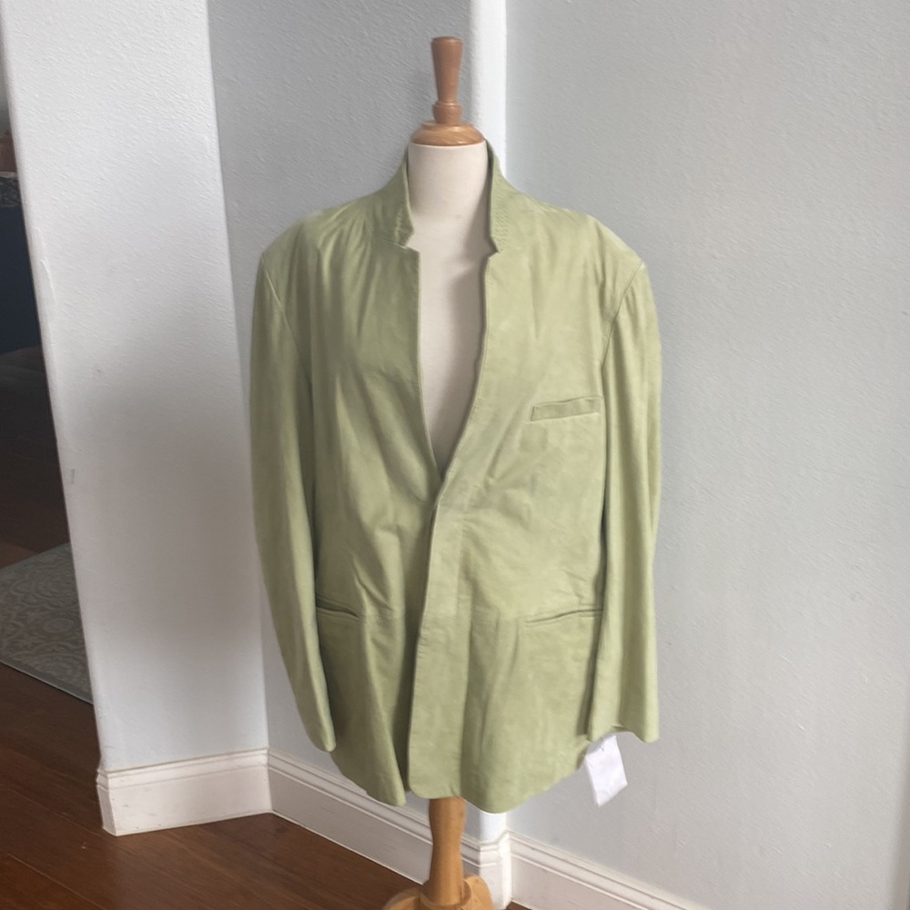 DKNY Key Lime Suede Blazer Jacket Size XL‎ NWT